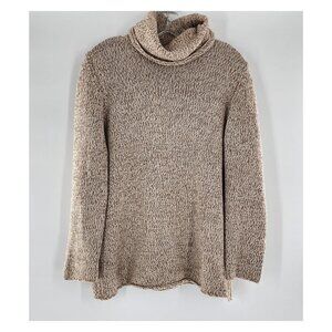 FABIANA FILIPPI Merino Wool Silk Cashmere Turtleneck Sweater Brown Cream